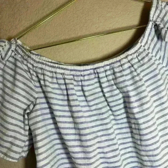 soprano off the shoulder cropped shirt size small linen and cotton blend - Picture 3 of 6